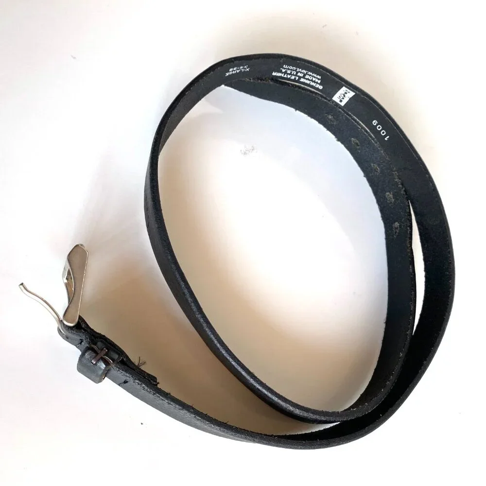 Levi’s Strauss & Co Youth Black Genuine Leather Belt XL Silver Buckle Made in US